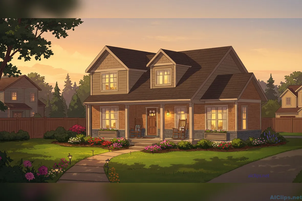 Charming Home Illustration for Commercial Use