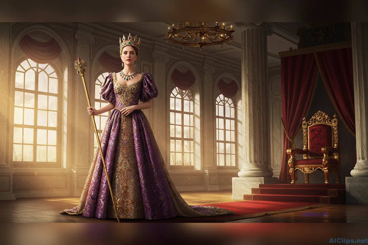 Majestic Royalty: Noble Queen in Elegant Attire