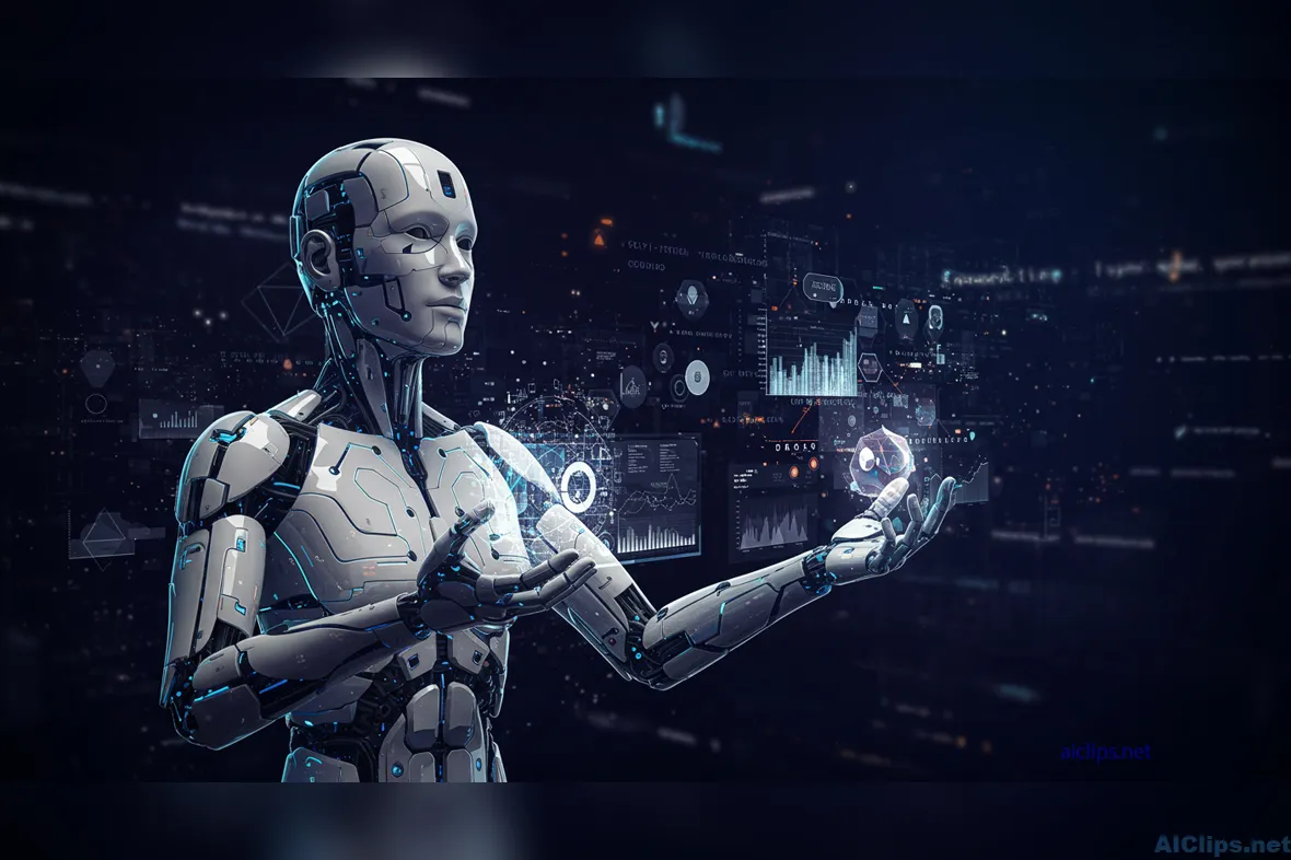 Futuristic AI Interaction with Data Visualization