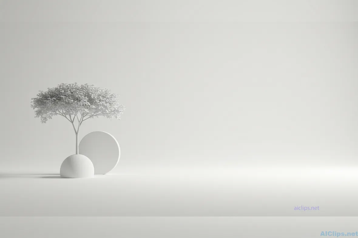 Minimalist White Tree and Geometric Shapes Design