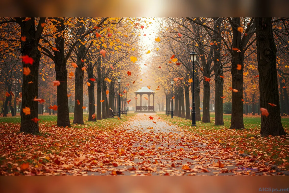 Serene Autumn Pathway with Colorful Leaves