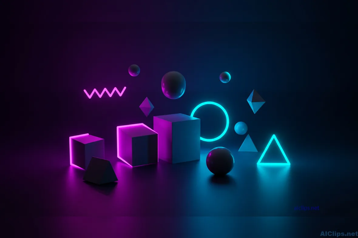 Dynamic Neon Geometric Shapes for Creative Designs