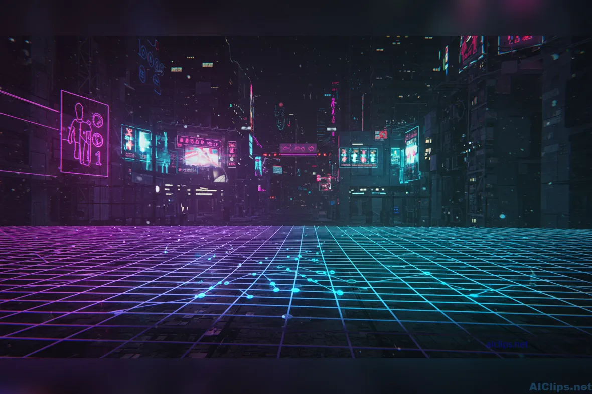 Futuristic Cityscape with Neon Glow Background