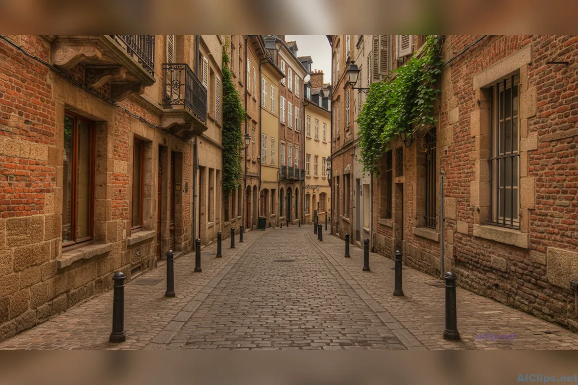 Charming Cobblestone Street in Tranquil European Village