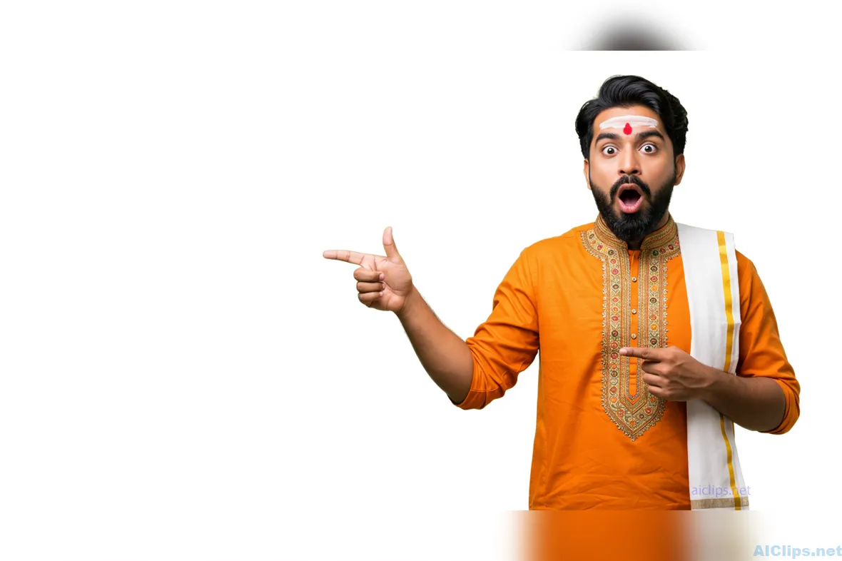 Surprised Indian Man in Traditional Attire Gesture