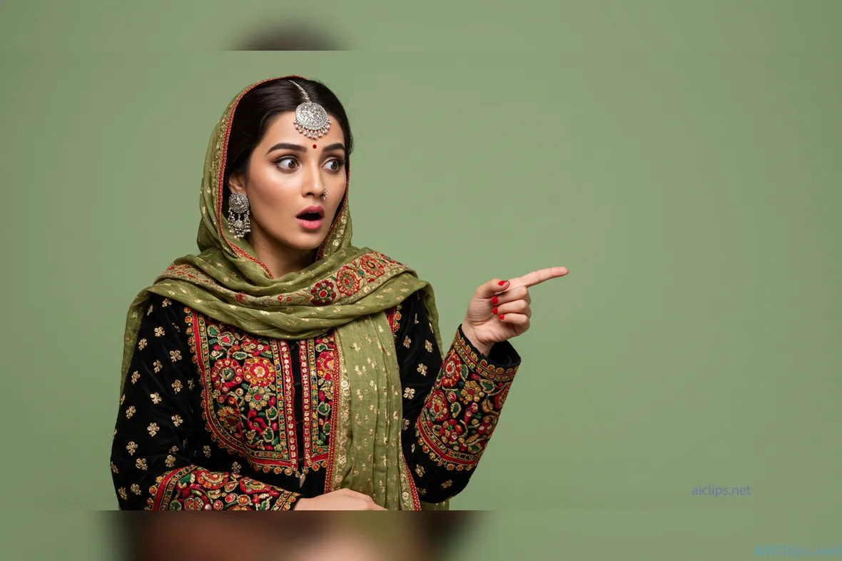 Traditional Ethnic Fashion Portrait Showing Surprise