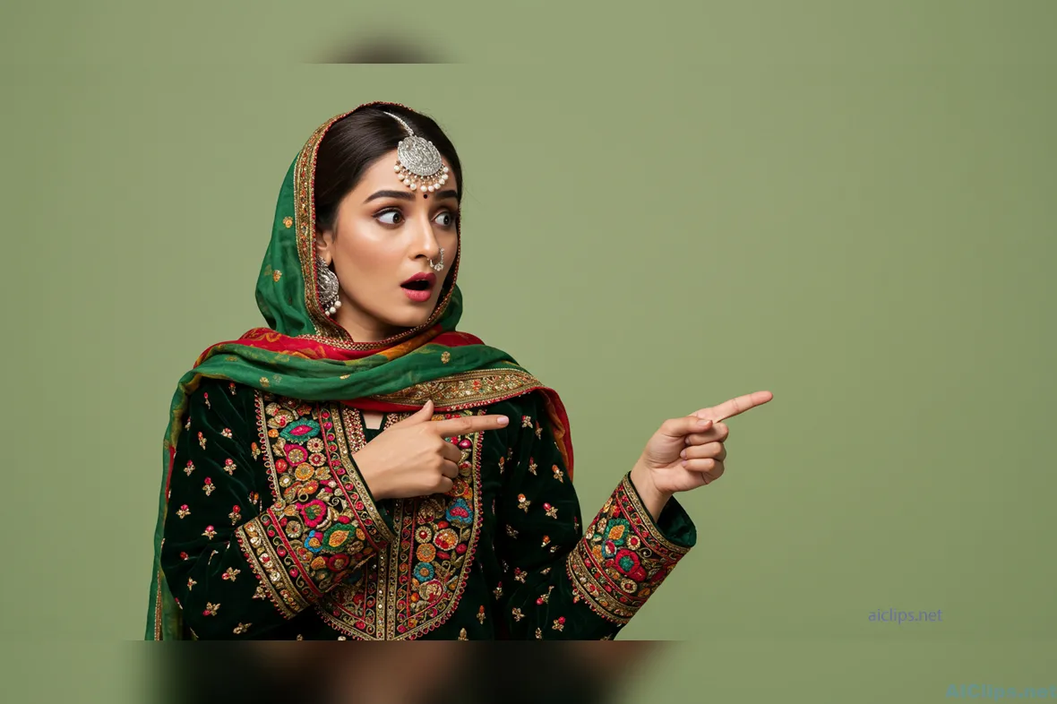 Traditional Pakistani Woman in Vibrant Attire