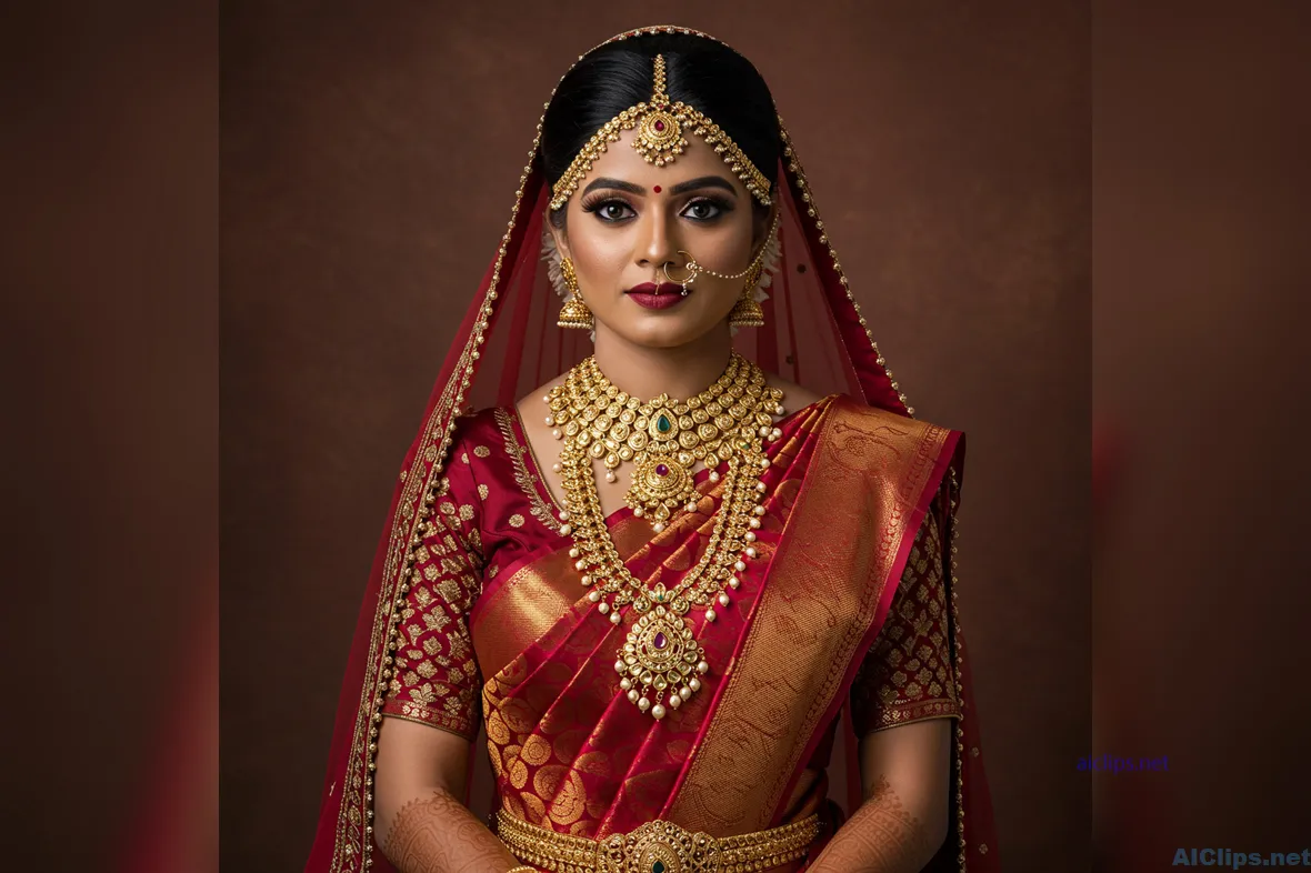 Elegant Indian Bride Portrait in Traditional Attire