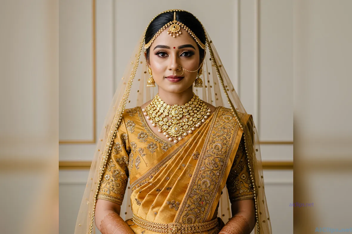 Elegant Indian Bridal Look in Traditional Attire