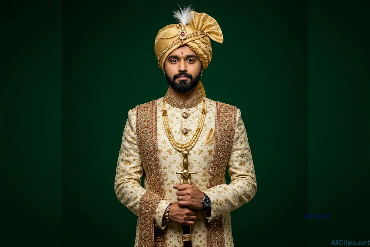 Regal Indian Men's Attire for Cultural Celebrations