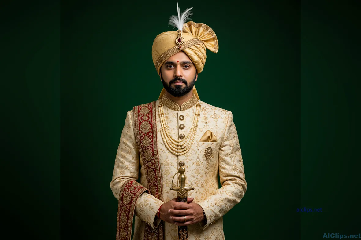 Elegant Traditional Indian Male Attire Portrait