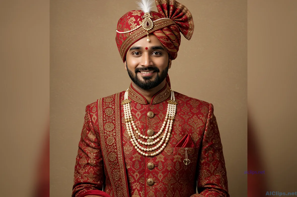 Elegant Traditional Indian Attire Portrait - Wedding Style