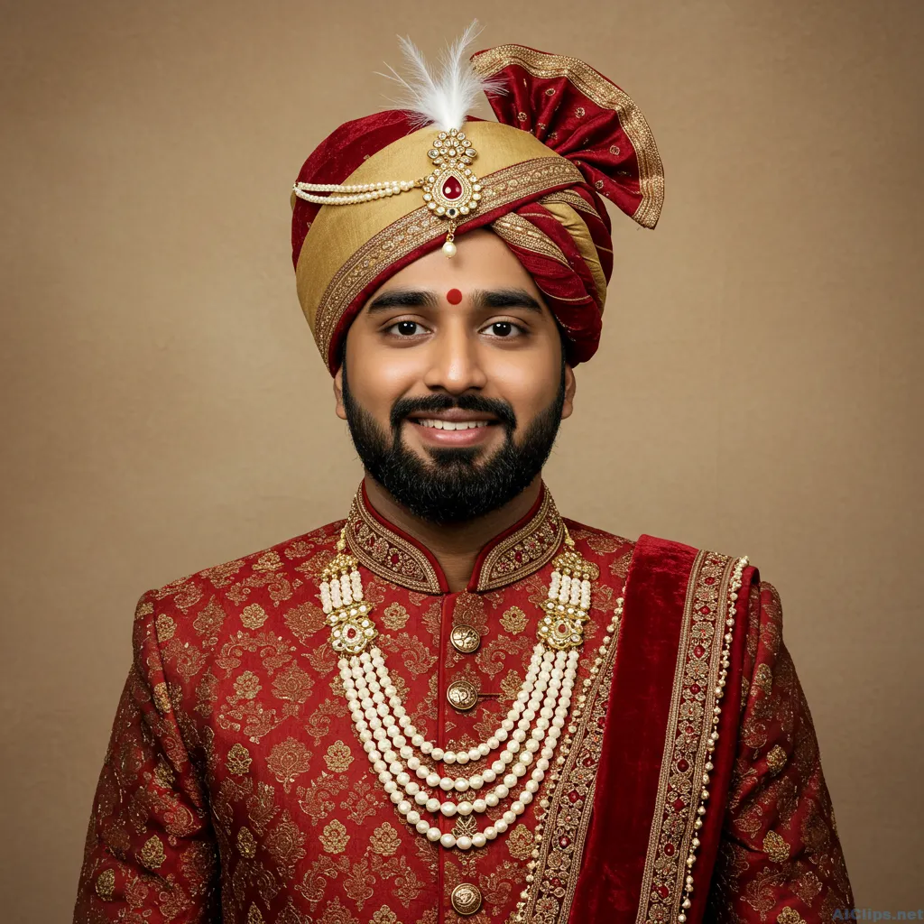 Traditional Indian Wedding Attire Portrait