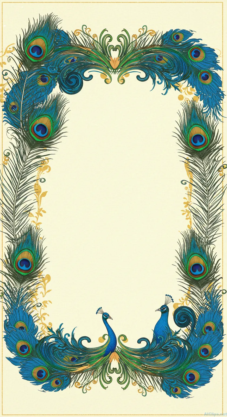 Elegant Peacock-Themed Border for Invitations & Art