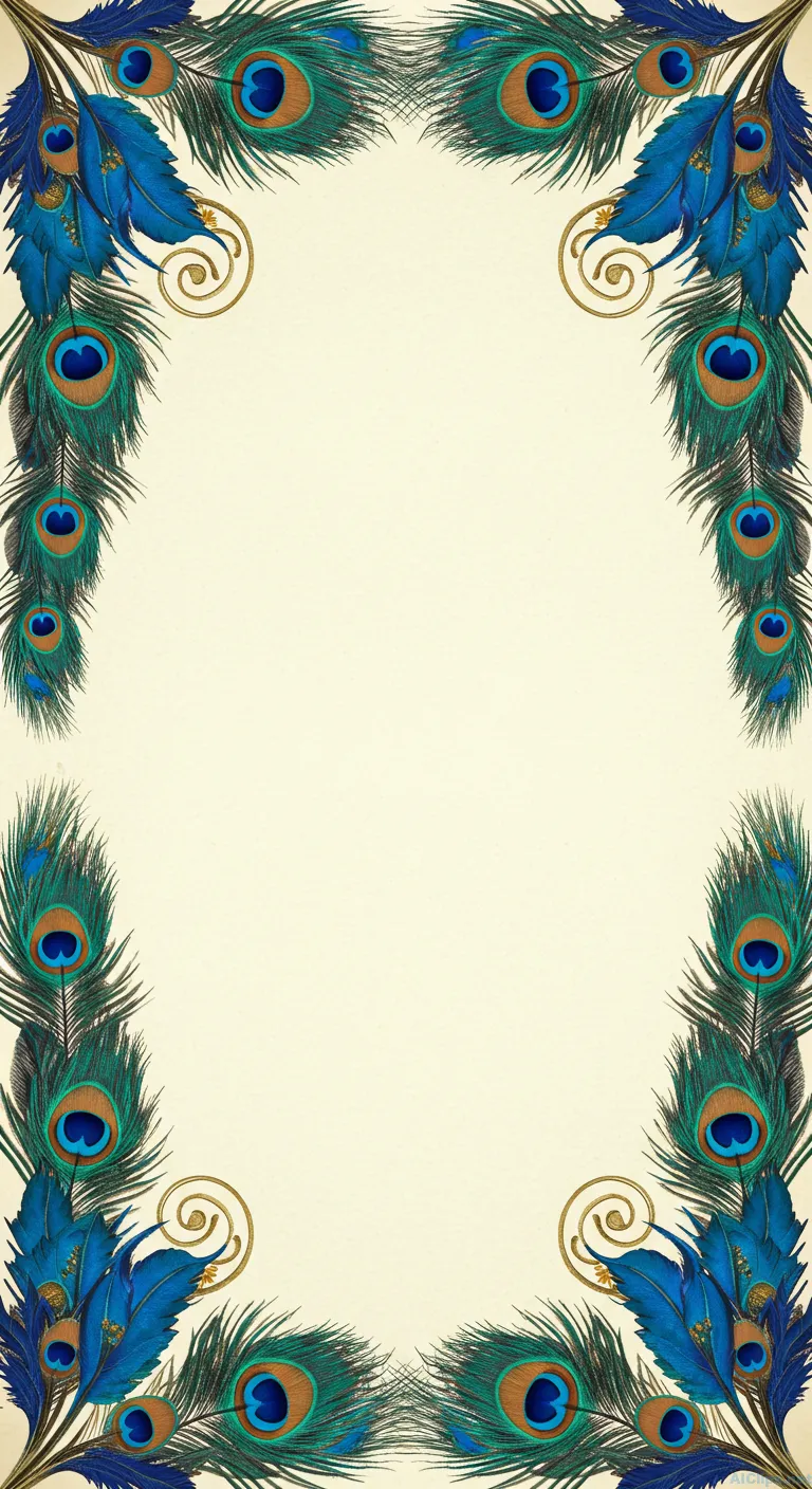 Elegant Peacock Feather Border Design for Branding