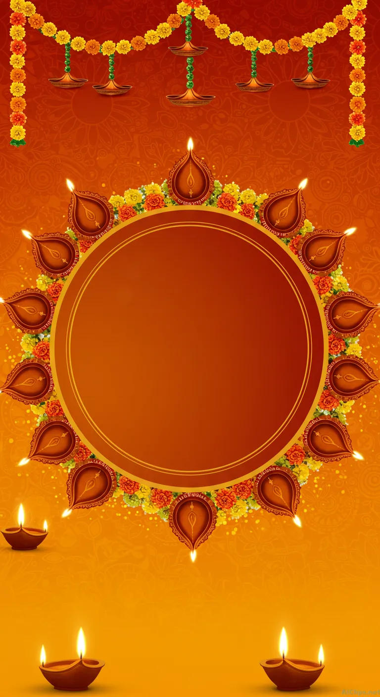 Festive Diwali Background with Traditional Lamps