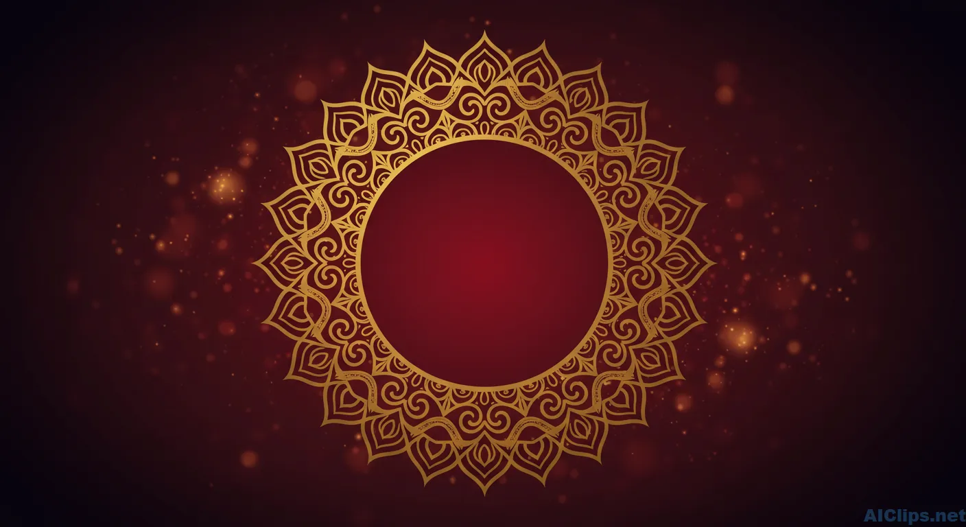 Elegant Gold Mandala Pattern on Deep Red Background