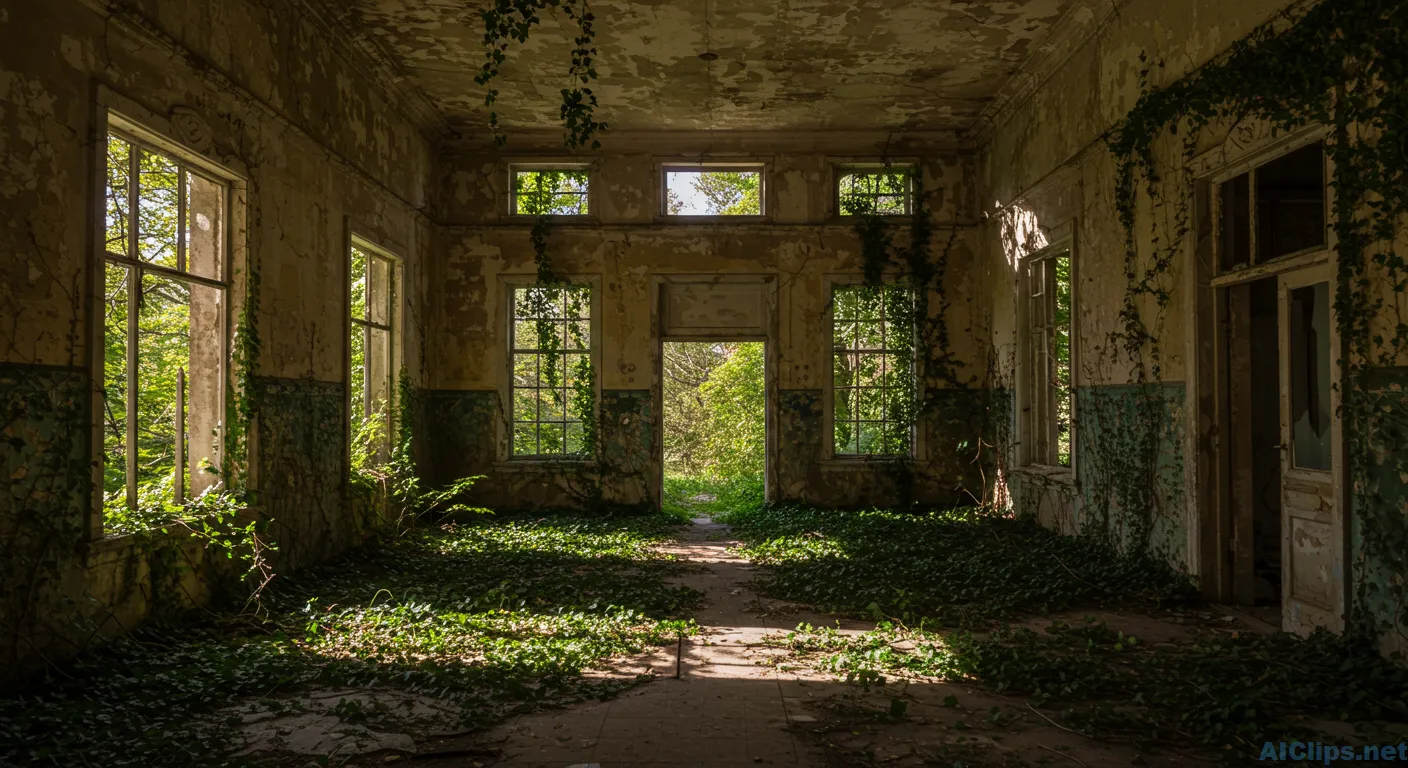 Abandoned Room with Nature's Touch: Aesthetic Photography