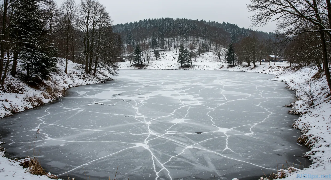Serene Frozen Lake Landscape in Winter