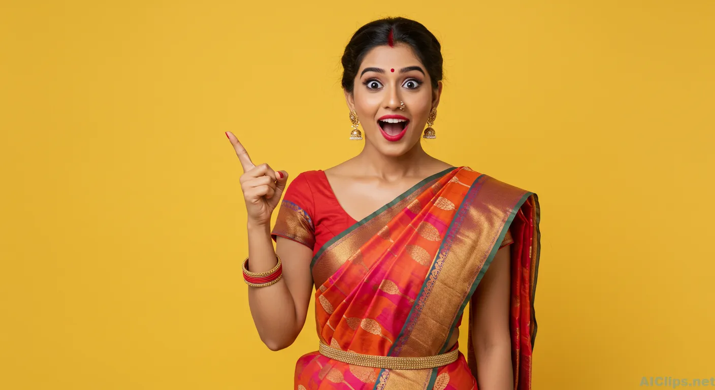 Vibrant Woman in Traditional Attire with Enthusiastic Expression