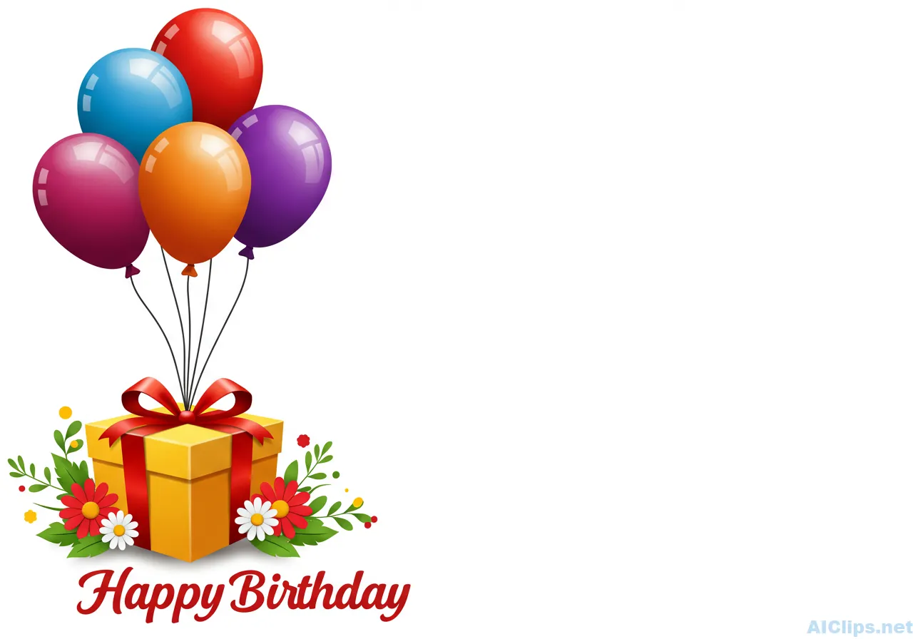 Festive Birthday Celebration Graphic with Balloons
