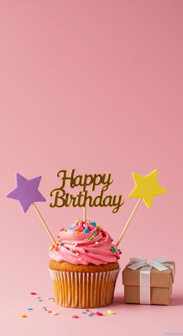 Vibrant Birthday Celebration Cupcake with Gifts