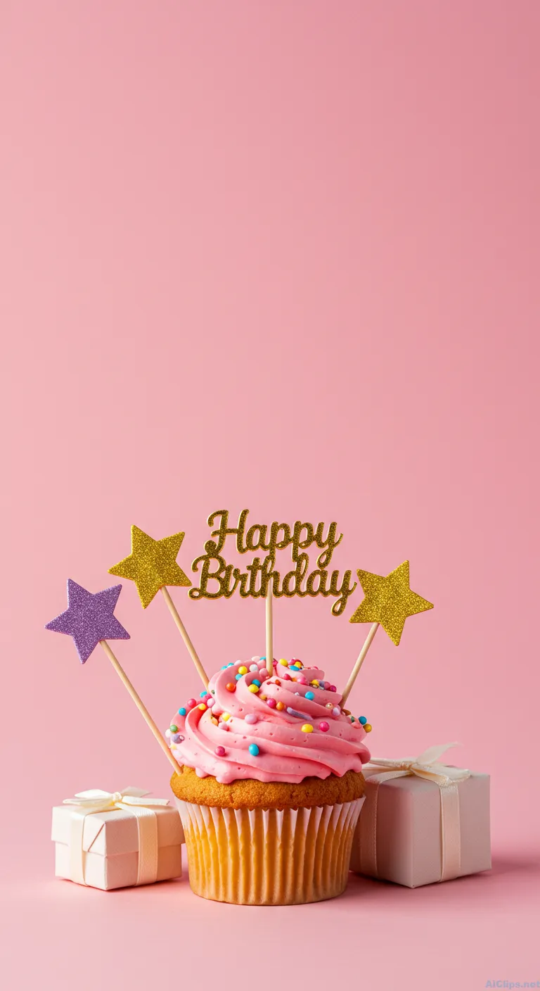 Festive Birthday Cupcake with Gifts - Perfect for Celebrations