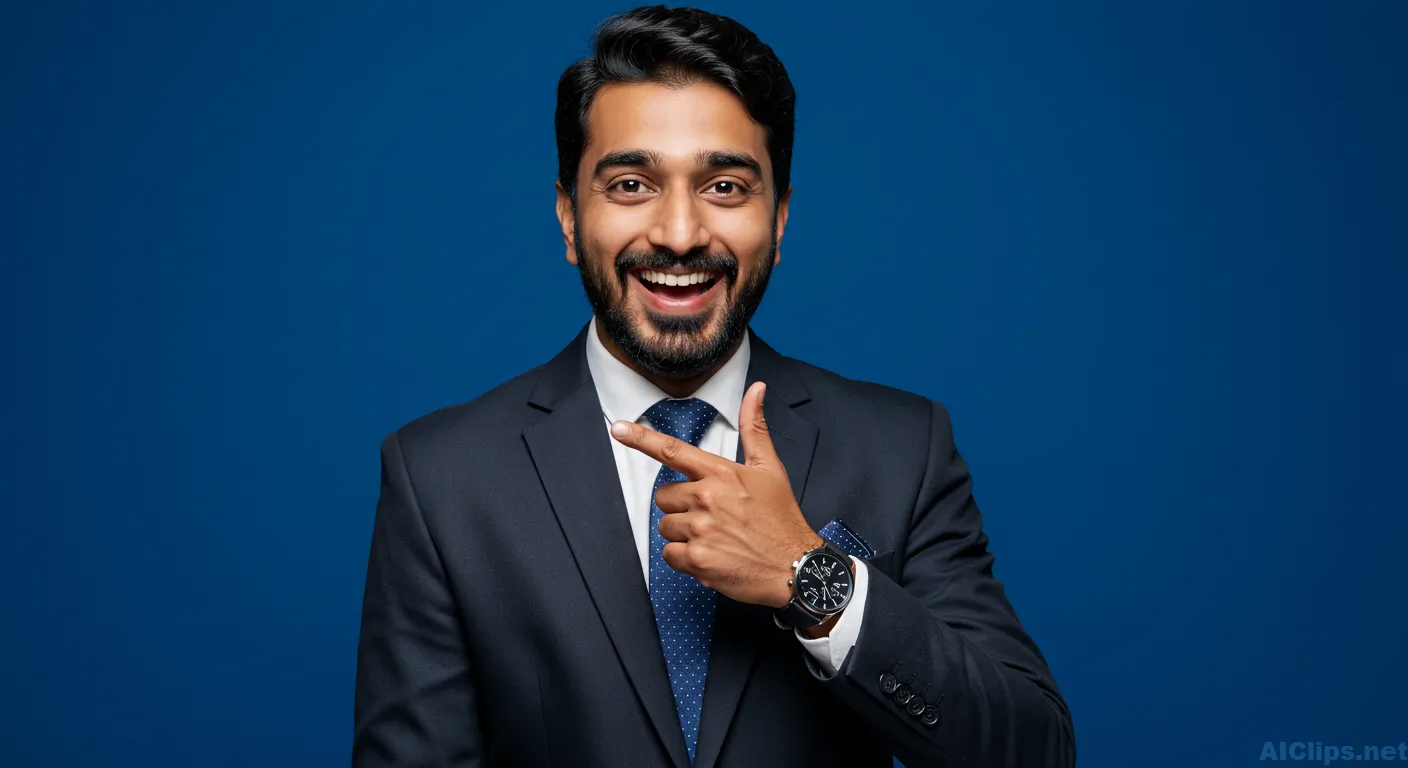 Confident Business Professional on Blue Background