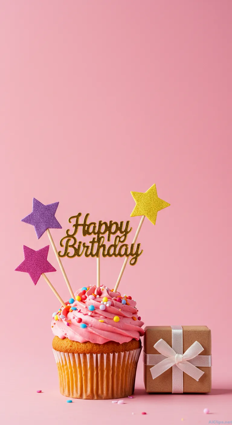 Delightful Birthday Cupcake with Colorful Decor