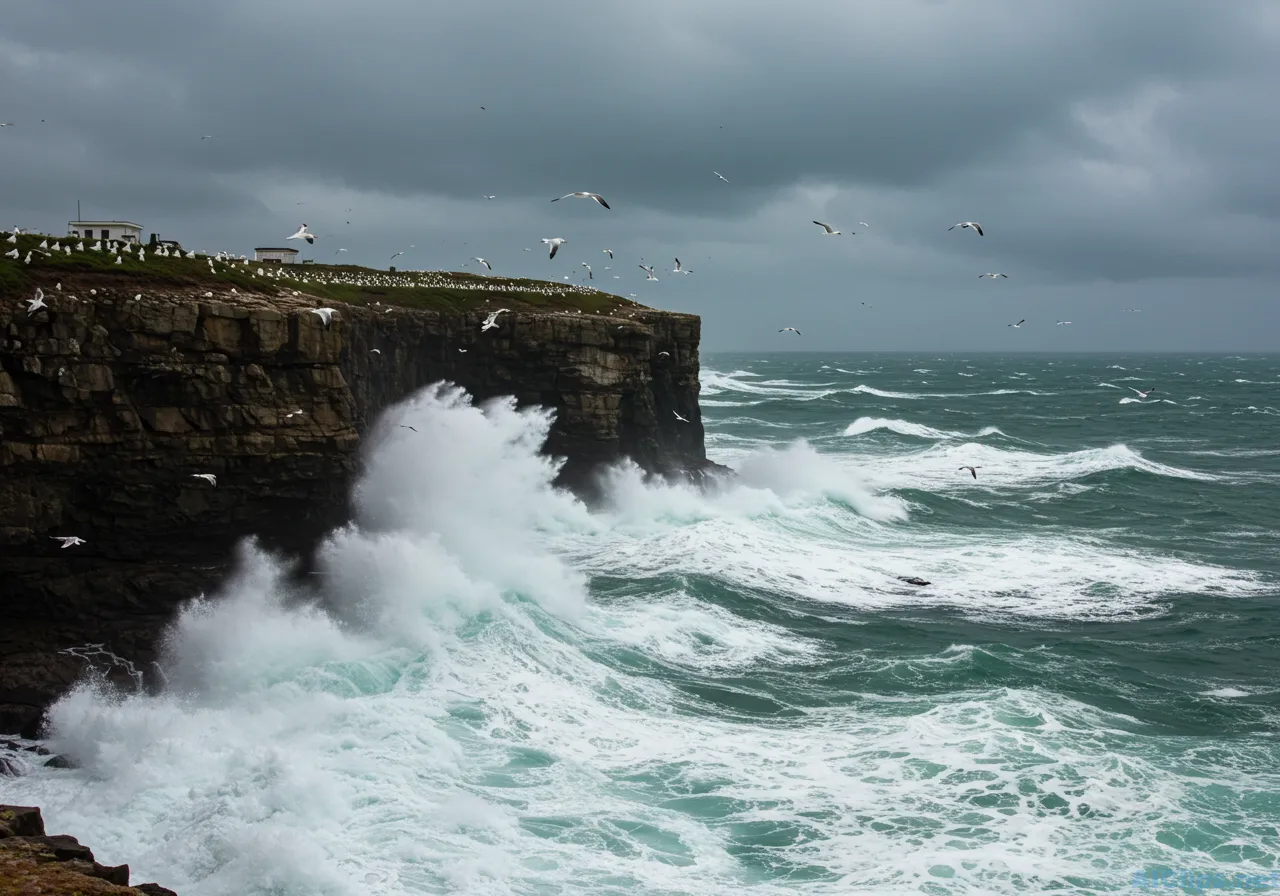 Dynamic Ocean Waves and Cliffside Landscape Photography