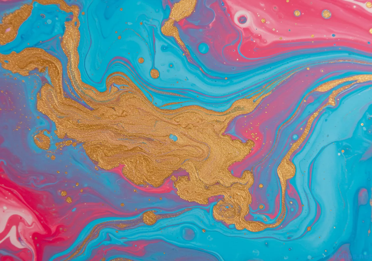 Vibrant Abstract Art with Gold Accents