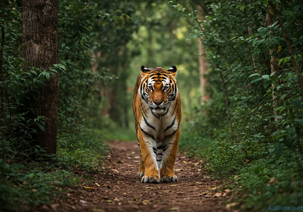 Majestic Tiger in Lush Forest Setting
