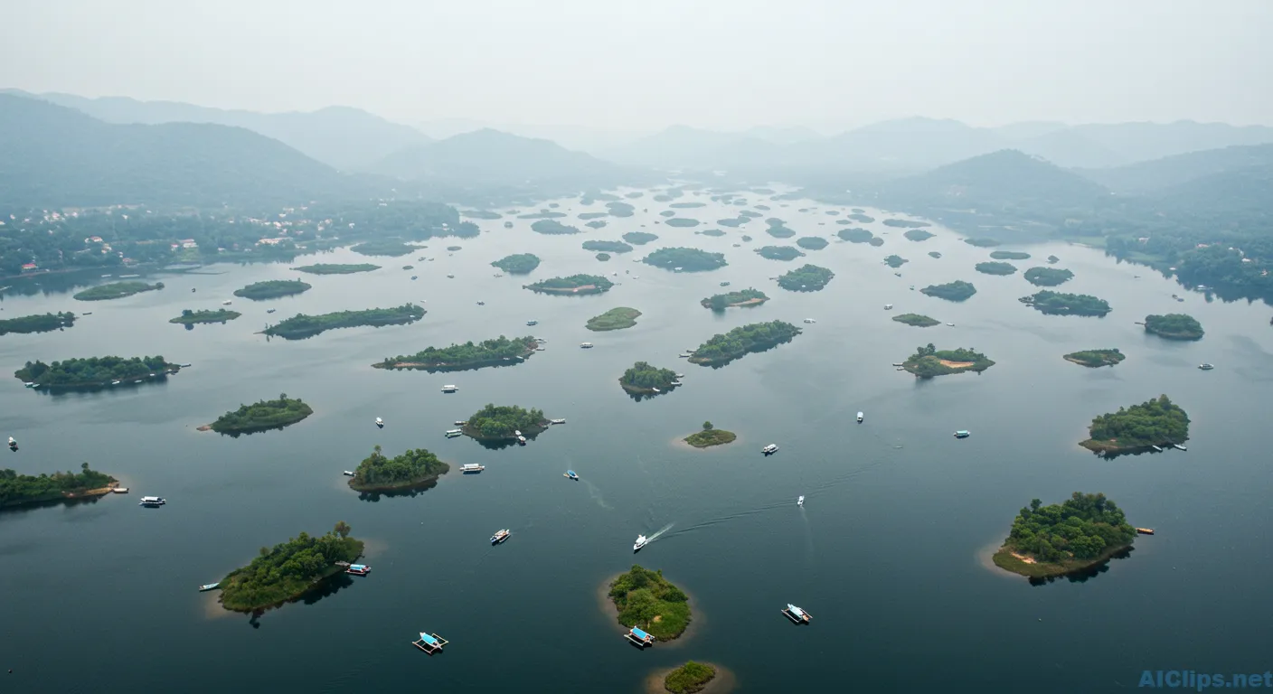 Serene Aerial View of Islands on Tranquil Waterbody