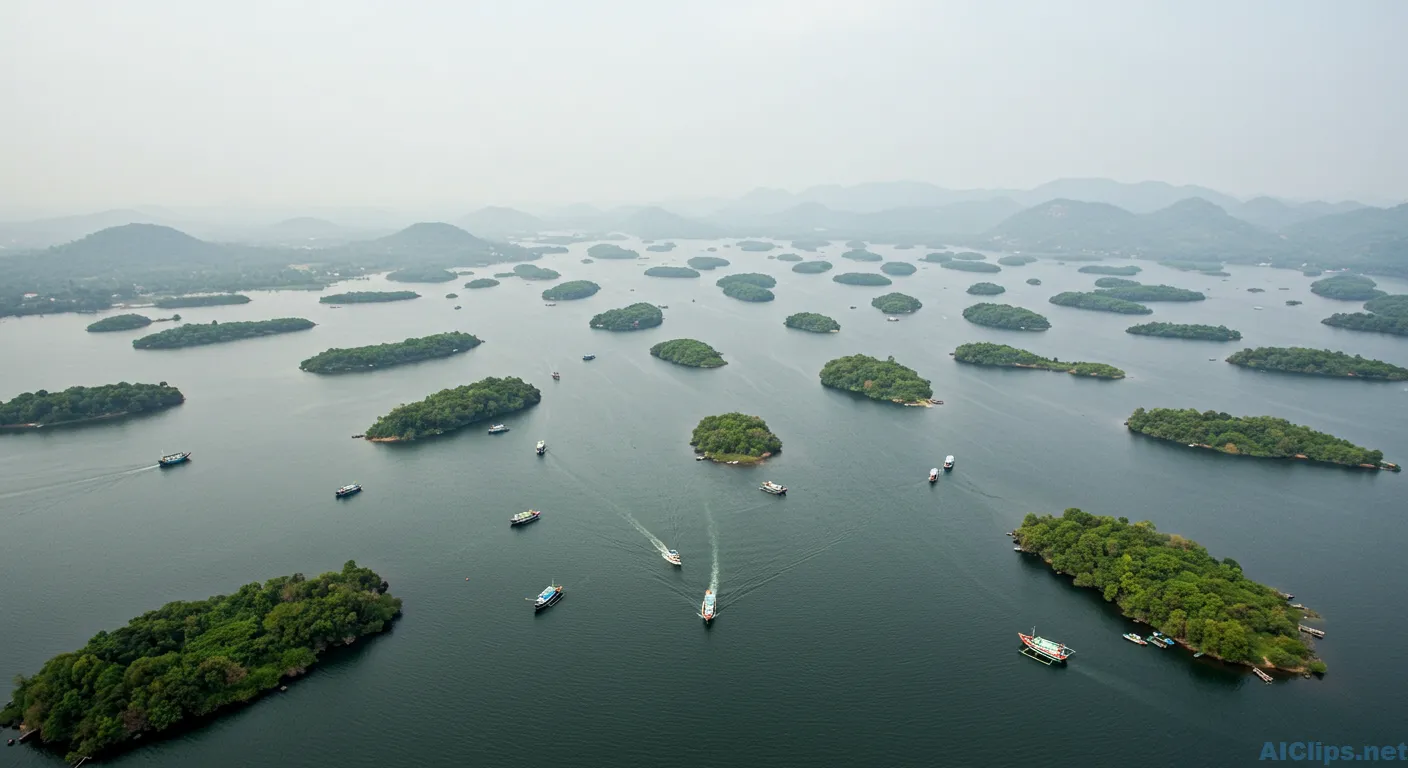 Scenic Aerial View of Lush Green Islands
