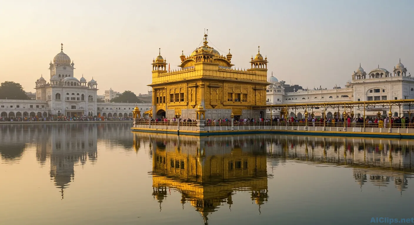 Golden Temple Reflection at Sunrise - Stunning Visuals