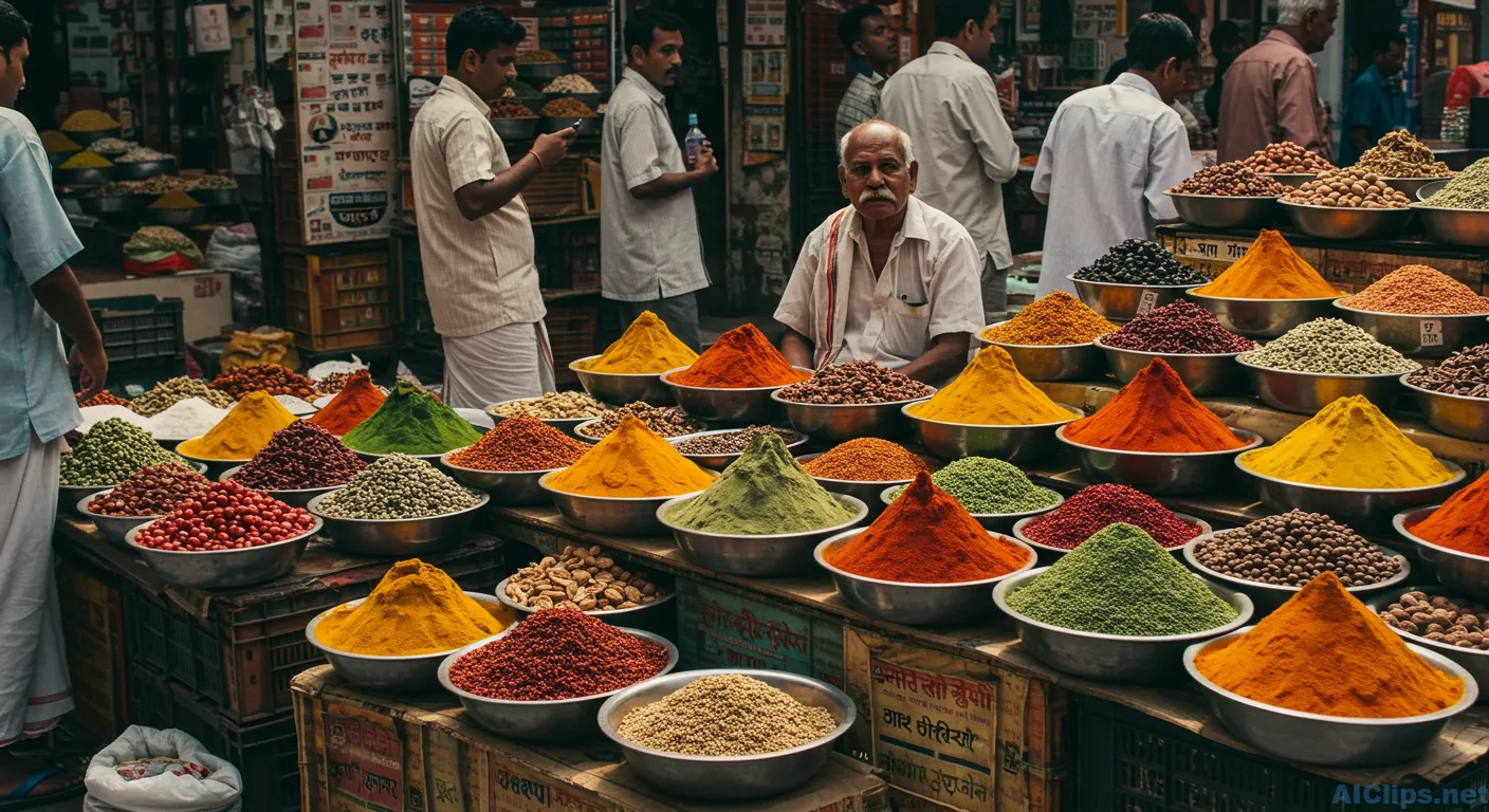 Indian Spice Market Scene for Culinary Projects