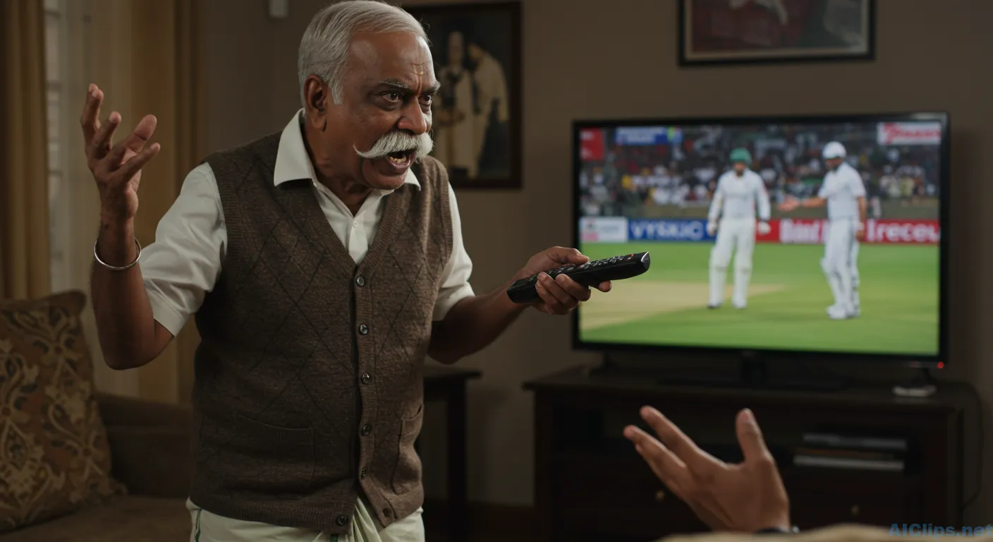 Emotional Sports Fanatic Engaged in Cricket Match