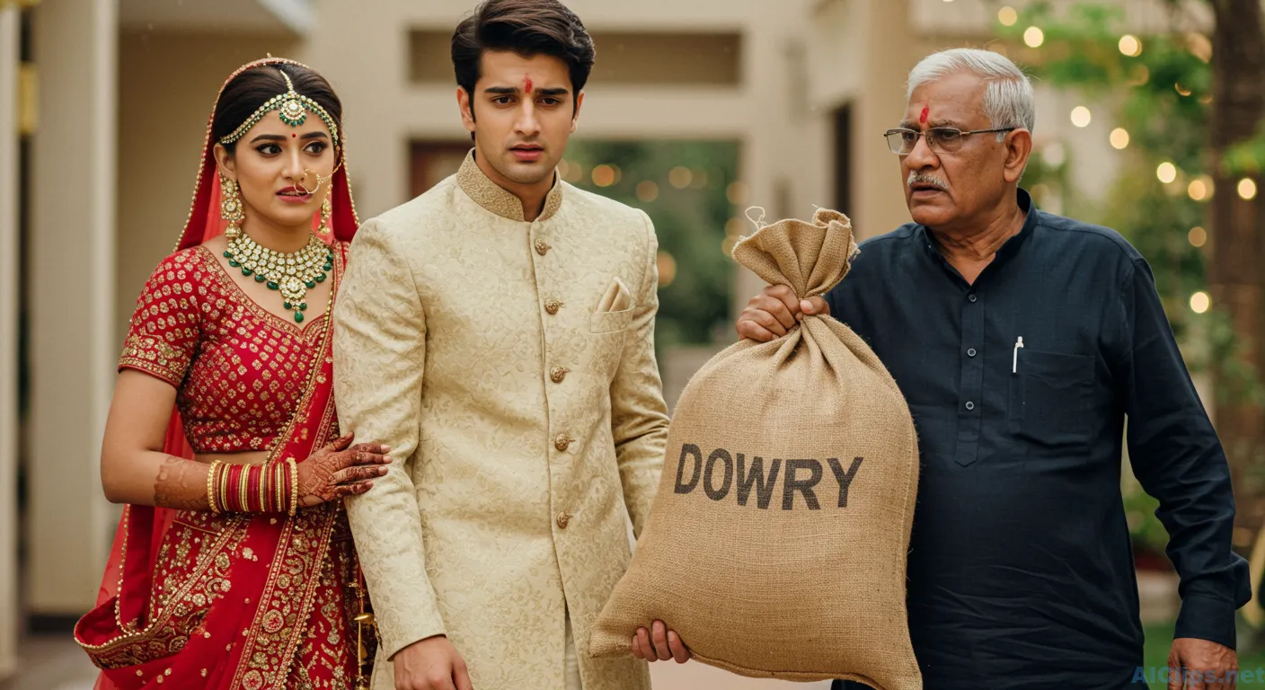 Traditional Indian Wedding Scene with Dowry Concept