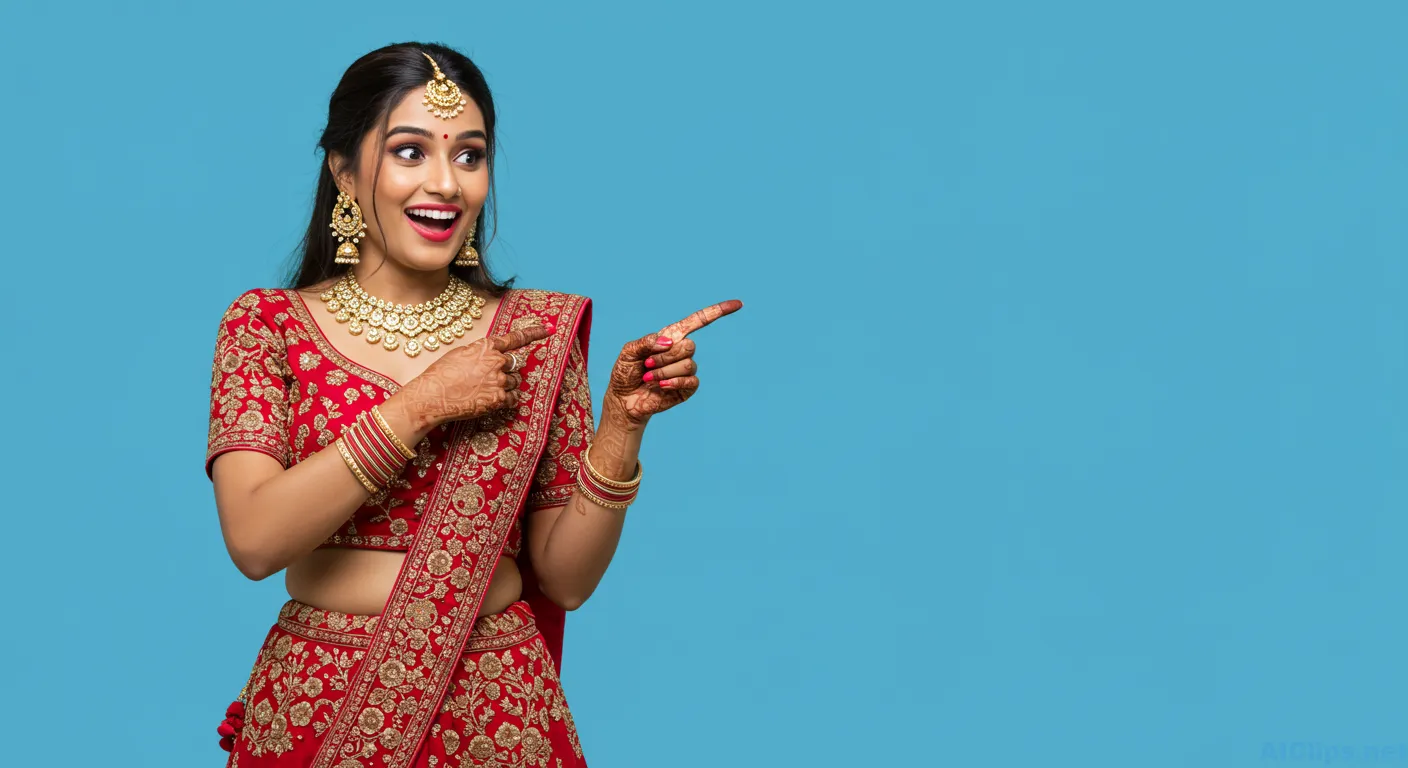 Vibrant Indian Woman in Traditional Attire Celebrating