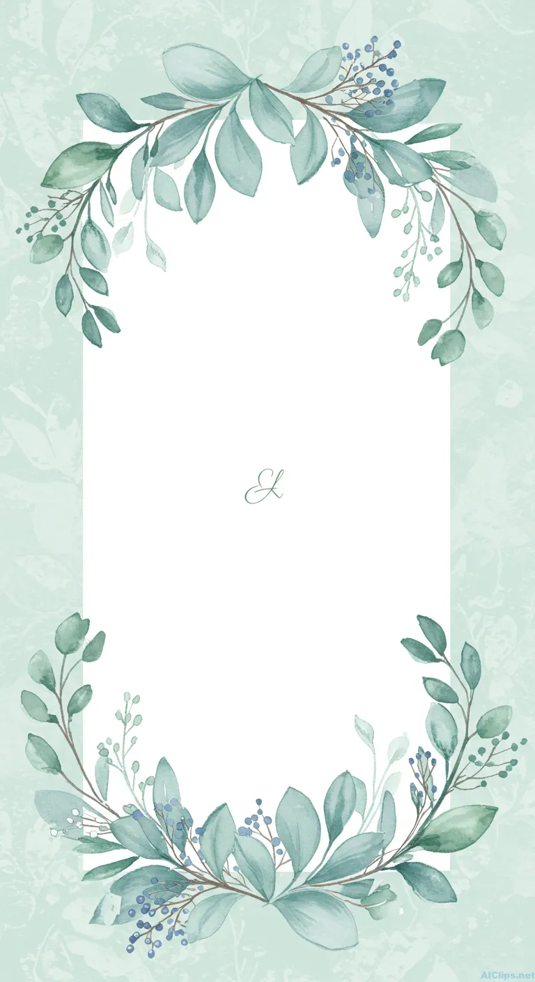 Elegant Watercolor Leaf Frame for Invitations