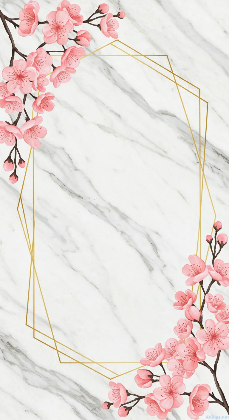 Elegant Floral Background with Marble Pattern