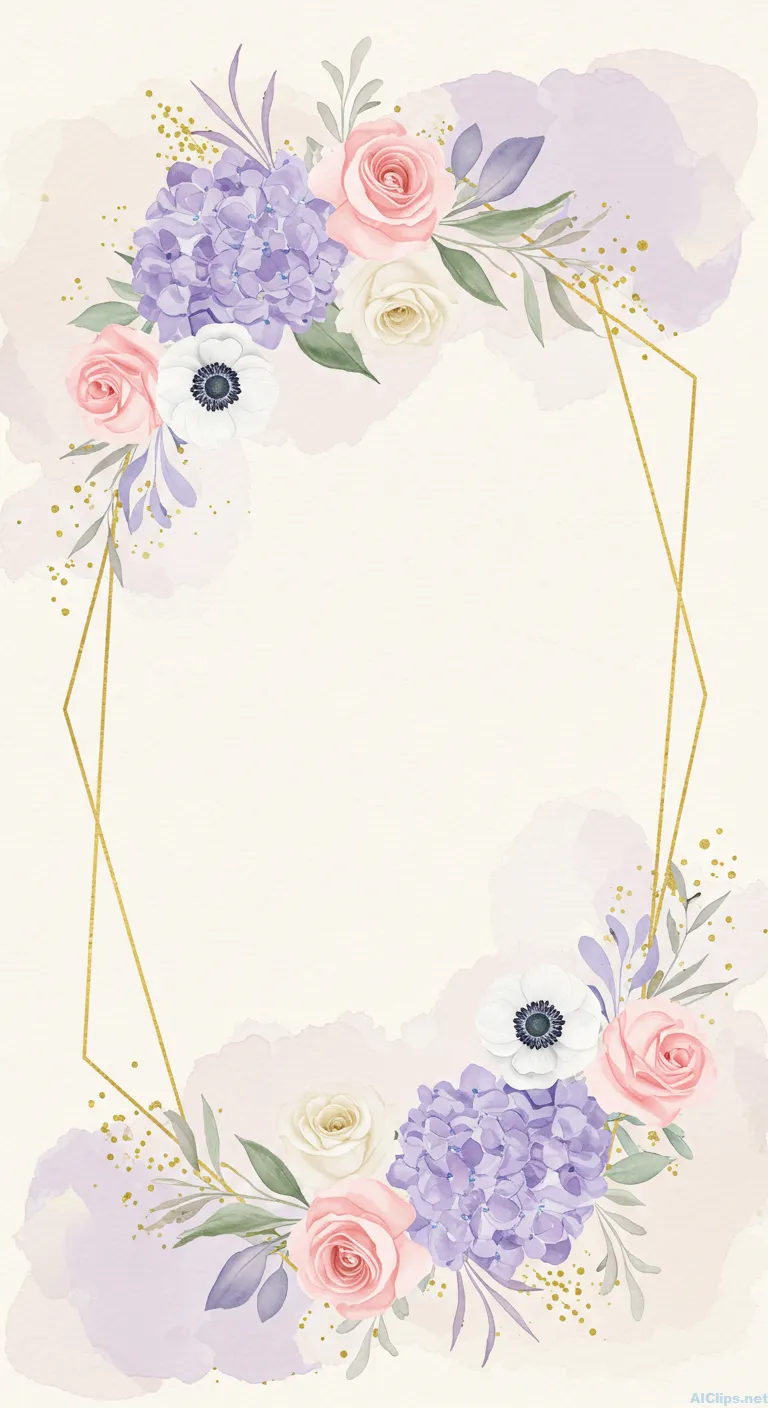 Elegant Floral Watercolor Frame for Invitations