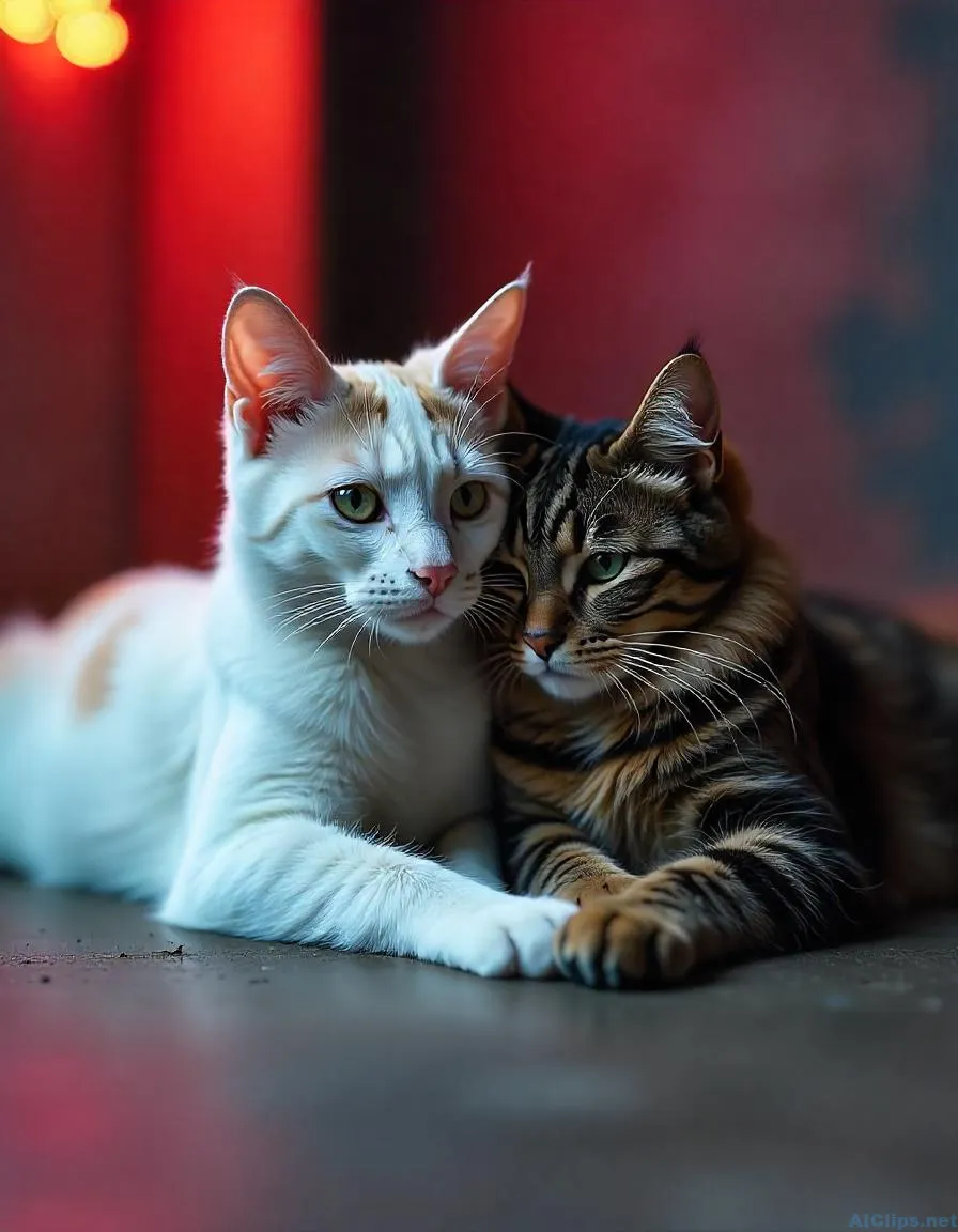 Charming Cats in Cozy Setting: Perfect for Pet Lovers
