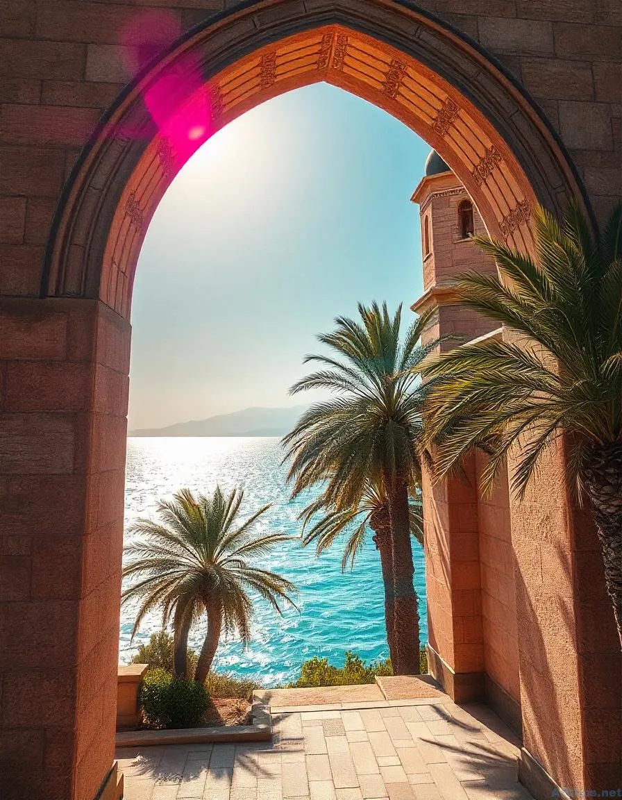 Stunning Ocean View Through Archway: A Scenic Escape