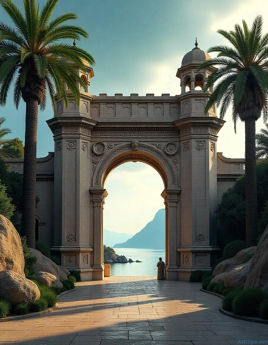 Majestic Archway Overlooking Serene Waters