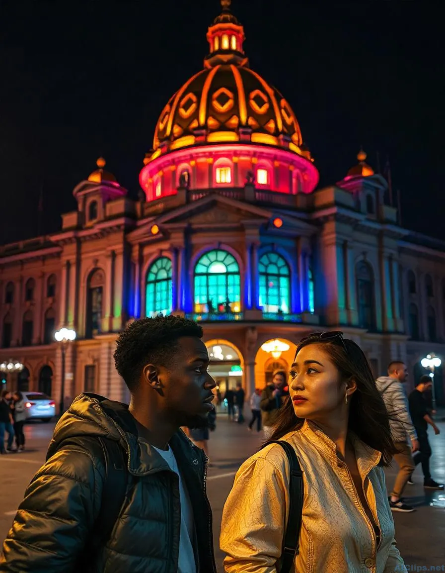 Romantic Nightscape: City Life at Twilight