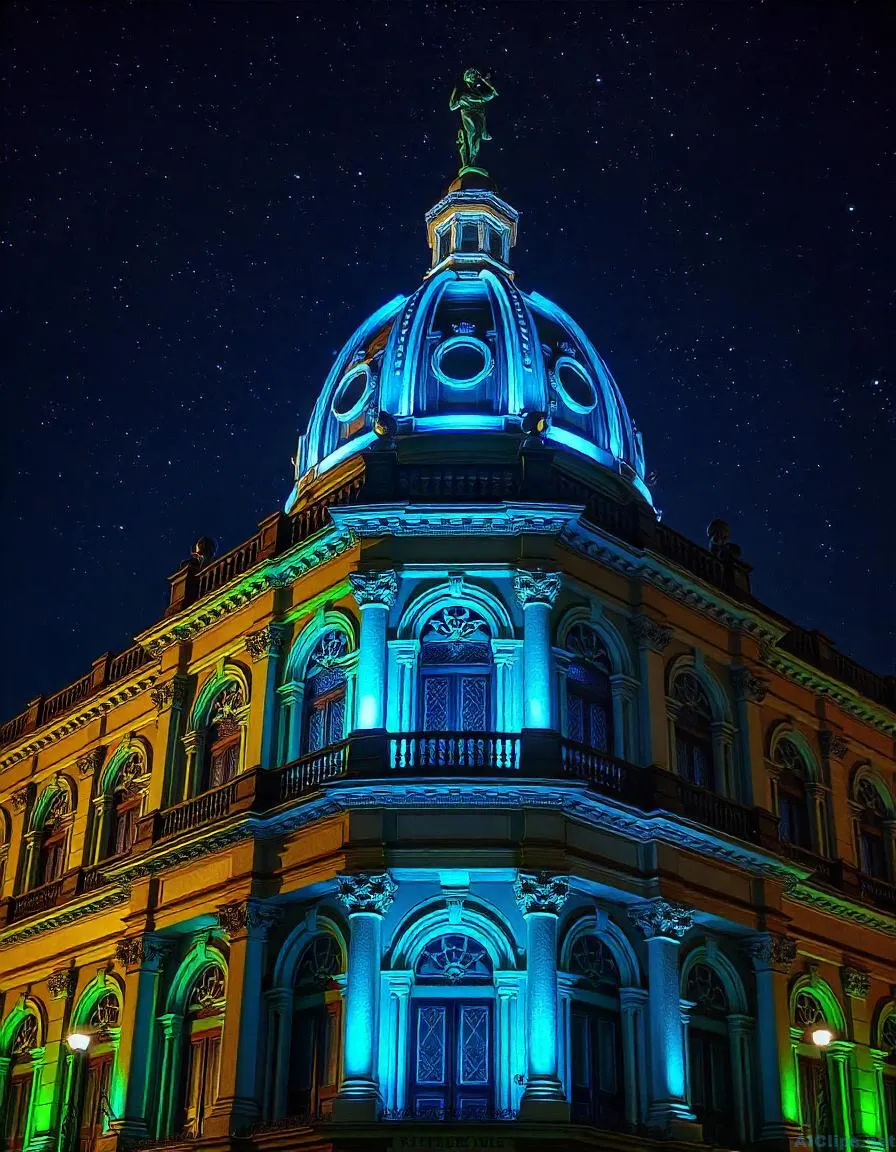 Illuminated Historic Building at Night