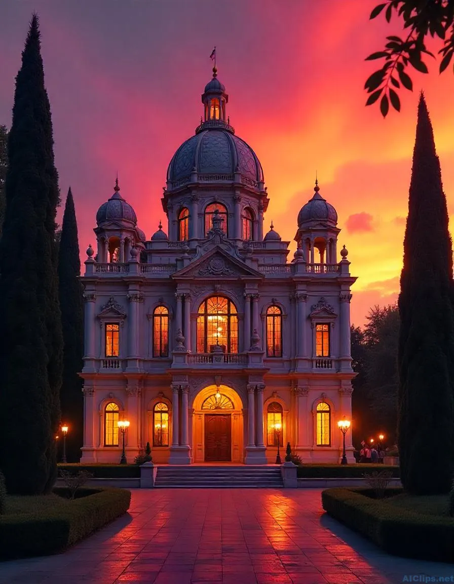 Stunning Sunset Over Architectural Gem