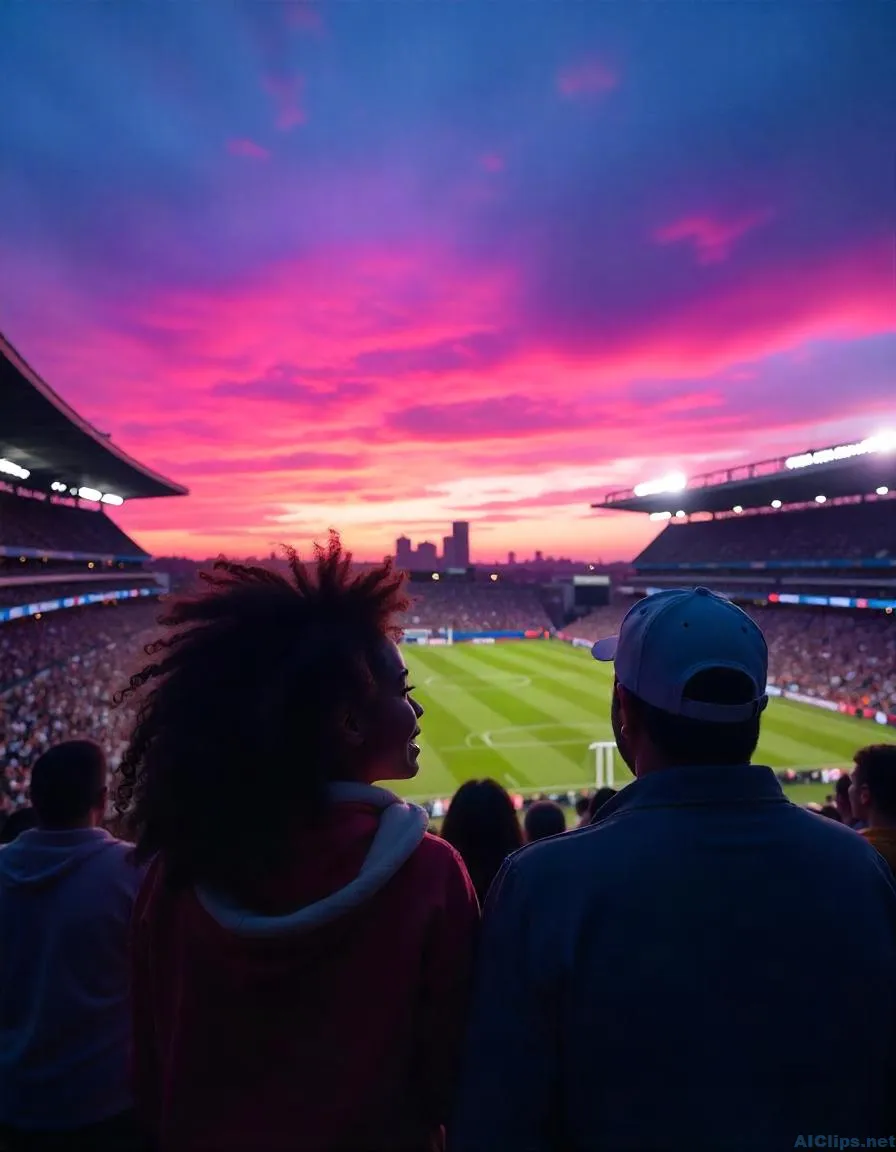 Stunning Sunset Over Soccer Stadium
