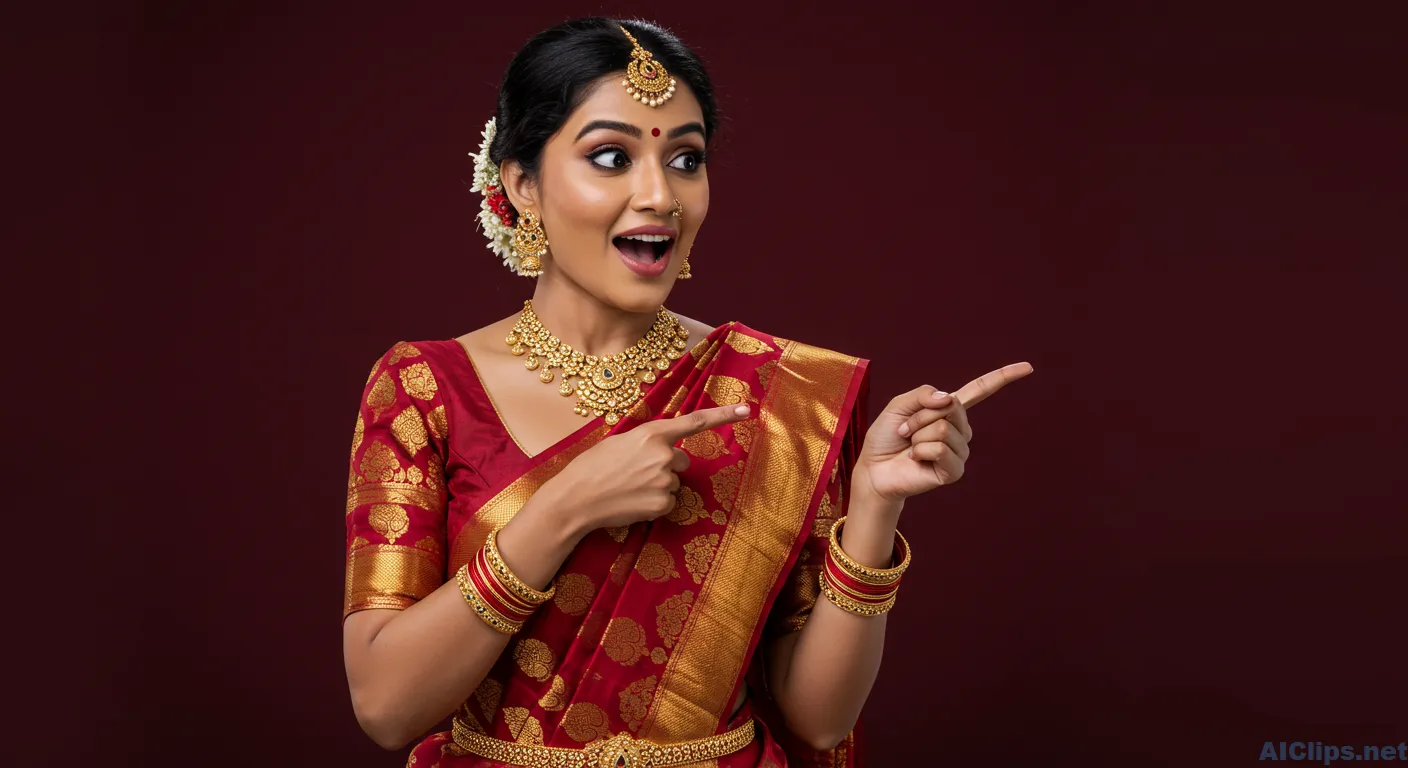 Vibrant Traditional Indian Woman in Saree ‚Äì Commercial Use